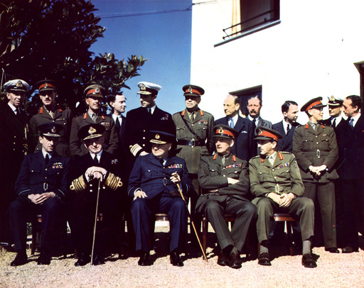 Konferenz v.Casablanca 1943 / Churchill u. brit. Delegation - Casablanca Conference, 1943 / Churchill -