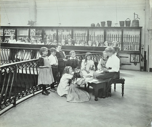 History lesson in the Horniman Museum, London, 1908. Artist: Unknown.