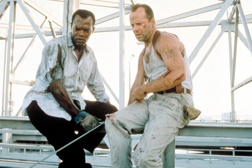 DIE HARD: WITH A VENGEANCE, from left: Samuel L. Jackson, Bruce Willis, 1995, TM & Copyright © 20th