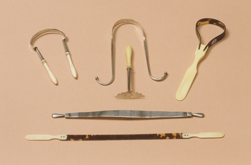Six tongue scrapers, 19th century