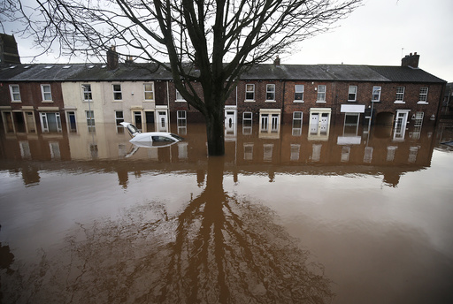 The city centre in seen under flood waters in Carlisle, north west England