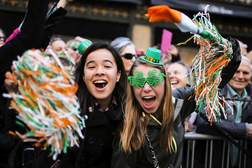 People take part during the St. Patrick's Day parade in New York