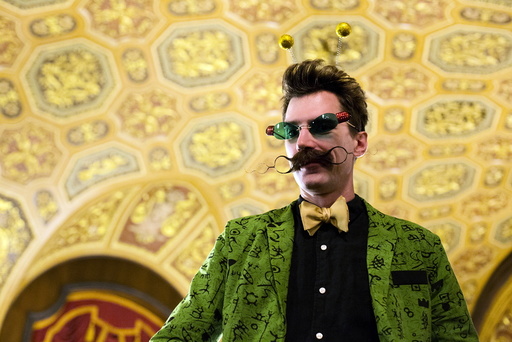 Daniel Lawlor poses for a photograph at the 2015 Just For Men National Beard & Moustache Championships at the Kings Theater in the Brooklyn borough of New York