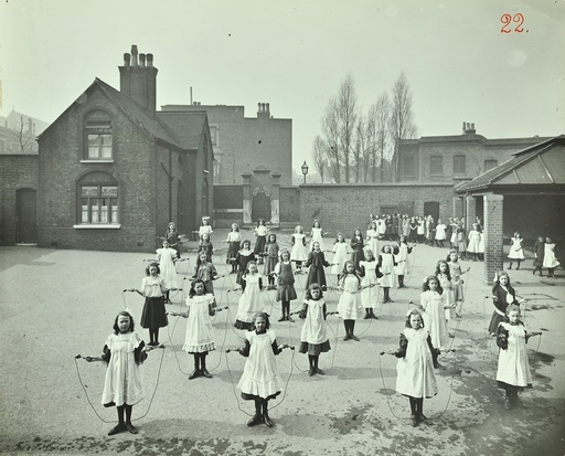 Girls skipping, Rushmore Road Girls School, Hackney, 1908. Artist: Unknown.