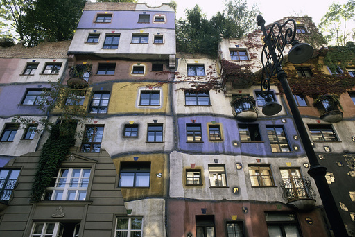 Wien,Hundertwasserhaus,Teilansicht - Vienna / Hundertwasser Building / Photo - Vienne (Autriche), 3e arr., maison Hundertwasser, Kegelgasse