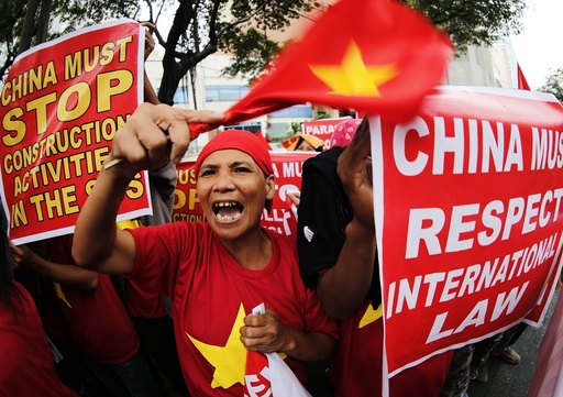 Protest against China's deployment of surface-to-air missile system in the disputed South China Sea