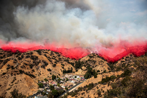 The La Tuna Canyon fire over Burbank, California