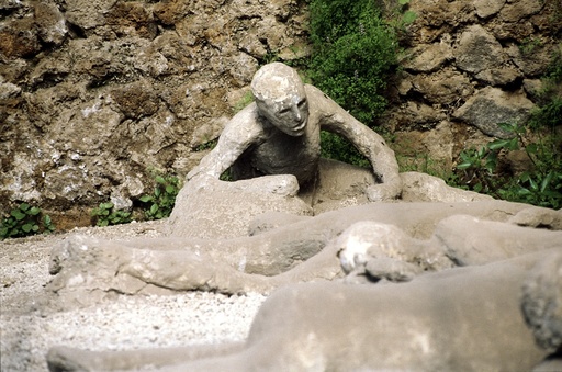 Body cast of victim of Pompeii eruption