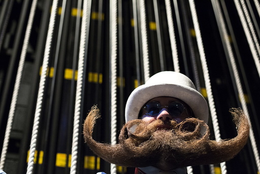 Adam Gazda from Newark, Delaware, poses for a photograph at the 2015 Just For Men National Beard & Moustache Championships at the Kings Theater in the Brooklyn borough of New York