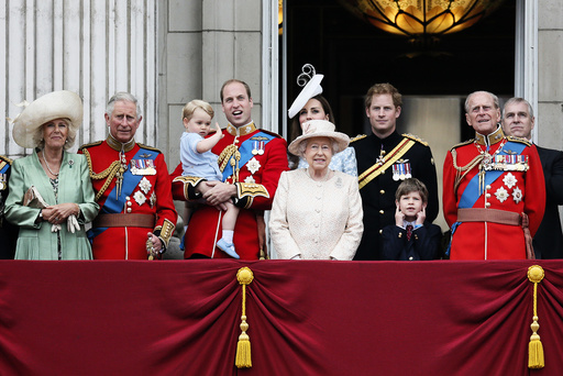 Senior members of Britain's royal family stand on the balcony of Buckingham Palace in the annual Trooping of the Colour ceremony to celebrate the Queen's official birthday in central London