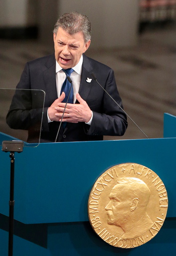 Nobels fredspris 2016 til Colombias president Juan Manuel Santos.