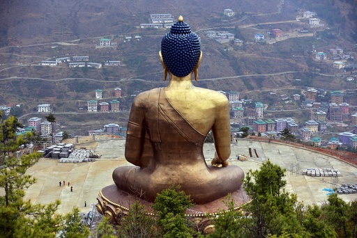 The Buddha Dordenma statue overlooks the town of Thimphu