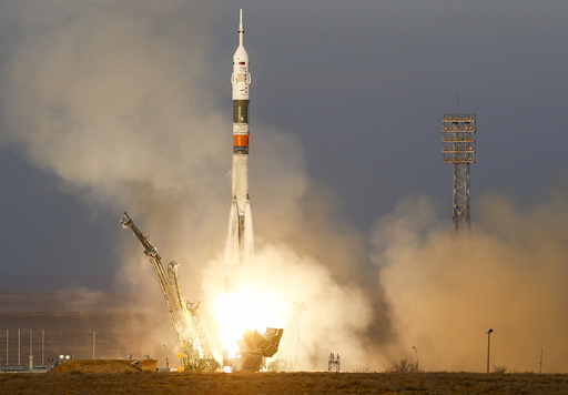 The Soyuz TMA-19M spacecraft carrying the crew of Timothy Peake of Britain, Yuri Malenchenko of Russia and Timothy Kopra of the U.S. blasts off to the International Space Station (ISS) from the launchpad at the Baikonur cosmodrome, Kazakhstan