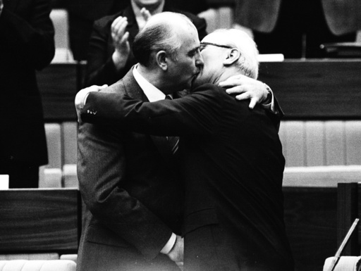FILE PHOTO OF SOVIET LEADER GORBACHEV AND EAST GERMAN HONECKER BEFORE FALL OF THE BERLIN WALL