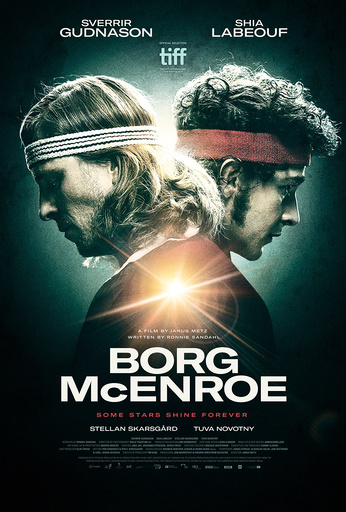 BORG VS MCENROE, (aka BORG MCENROE), poster, from left: Sverrir Gudnason as Bjorn Borg, Shia