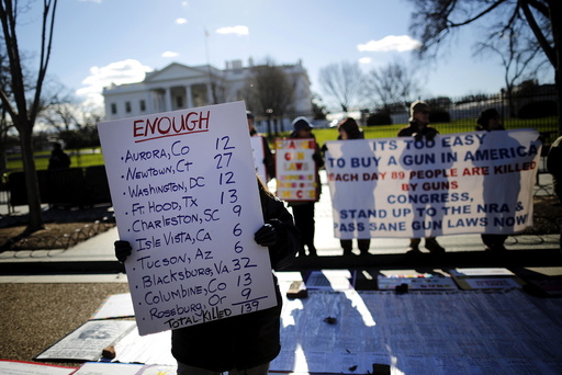 Gun control activists rally in front of the White House in Washington