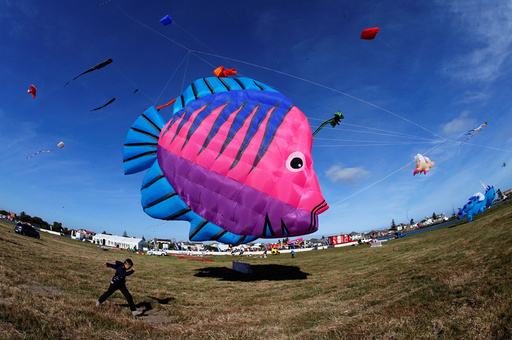 Kites of all shapes and sizes fill the air at the 22nd Cape Town International Kite Festival in Cape Town, South Africa