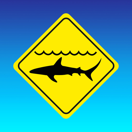 Shark warning sign, computer artwork