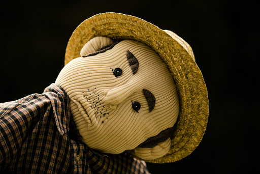 A scarecrow is pictured in the mountain village of Nagoro